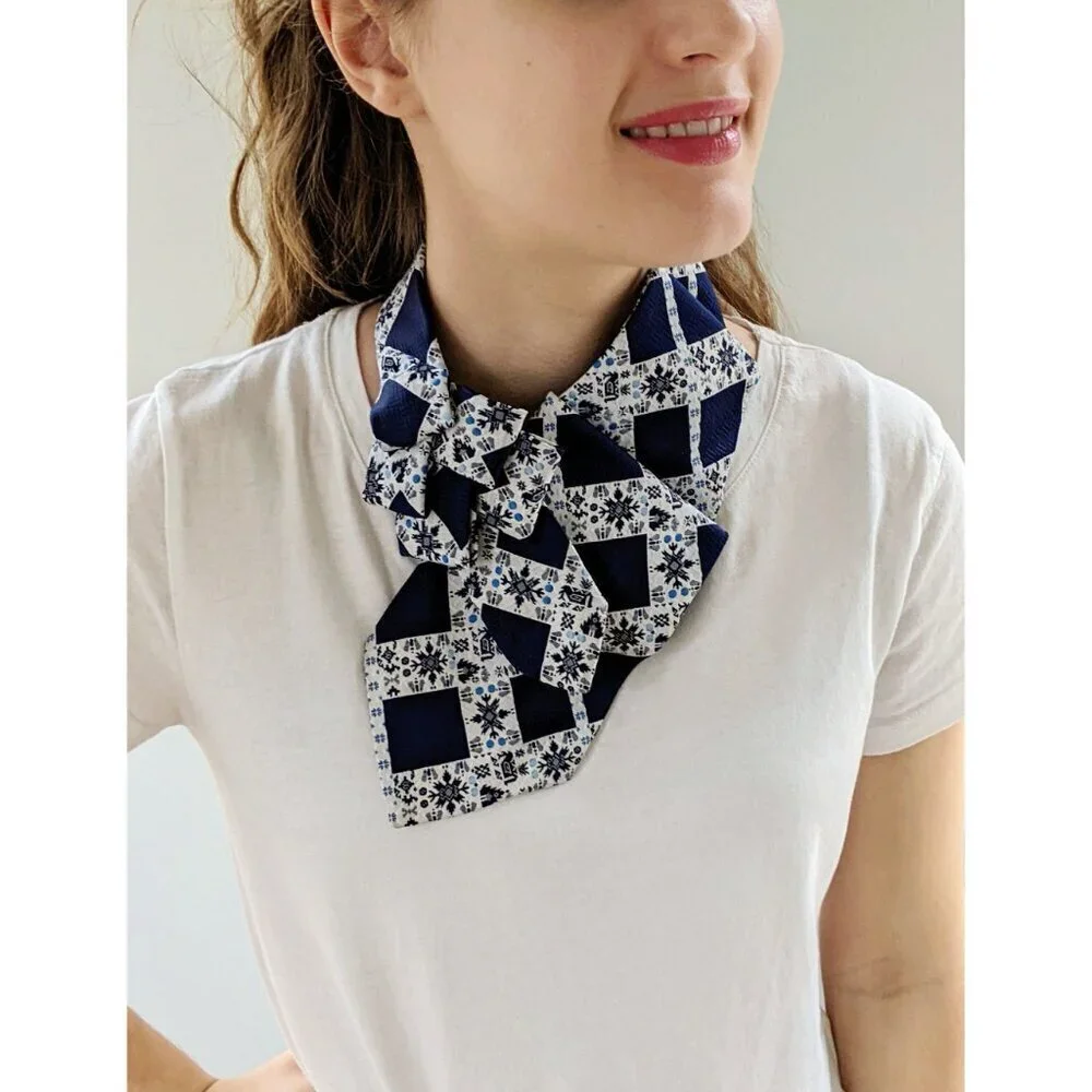 Ogsplosh - Winter Ascot Scarf Made From An Upcycled Vintage Necktie - NEW
